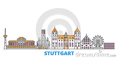 Germany, Stuttgart line cityscape, flat vector. Travel city landmark, oultine illustration, line world icons Vector Illustration