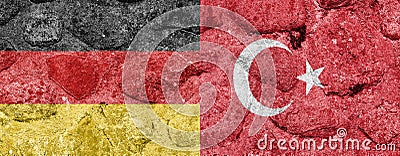 Germany and Turky Flag on a stone walBelgium Stock Photo