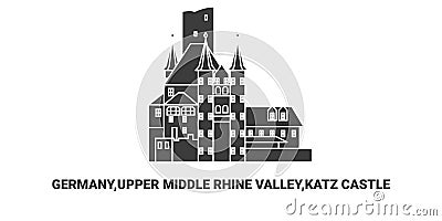 Germany,Upper Middle Rhine Valley,Katz Castle, travel landmark vector illustration Vector Illustration