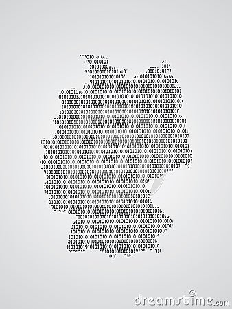 Germany vector map illustration using binary codes on white background to mean advancement of digital technology Vector Illustration