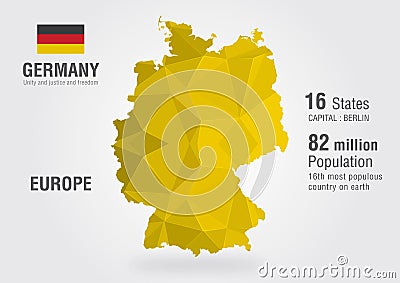 Germany world map with a pixel diamond pattern. Stock Photo