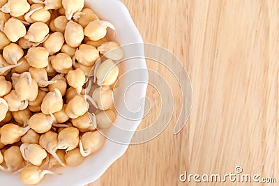 Germinated chickpeas in a white bowl Stock Photo