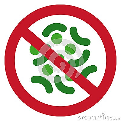 Germs free icon. Red no disease sign Vector Illustration