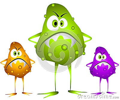 Germs Viruses Bacteria 2 Cartoon Illustration