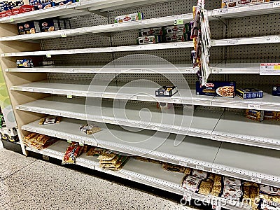 Gerocery store empty shelves during Corona Virus pandemic Editorial Stock Photo