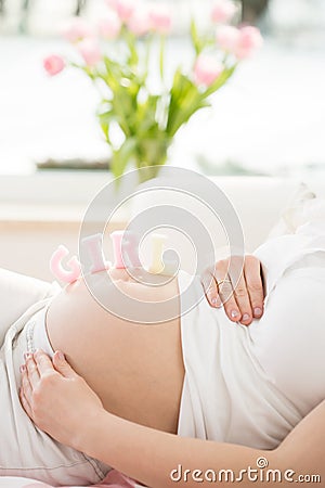 Gestation with girl Stock Photo
