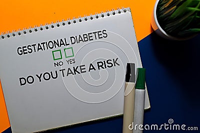 Gestational Diabetes, Do You Take A Risk? Yes or No. On Office Background Stock Photo