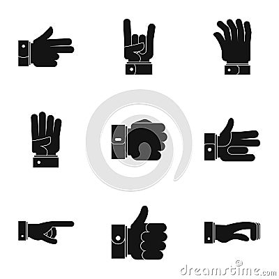 Gesticulation icons set, simple style Stock Photo
