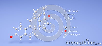 gestrinone molecule, molecular structures, contraceptive drug, 3d model, Structural Chemical Formula and Atoms with Color Coding Stock Photo