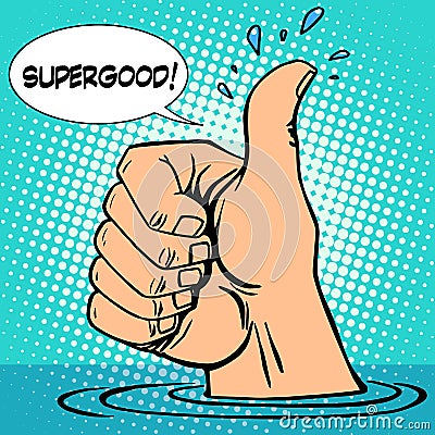 Gesture all well thumb up hand sink optimism Vector Illustration