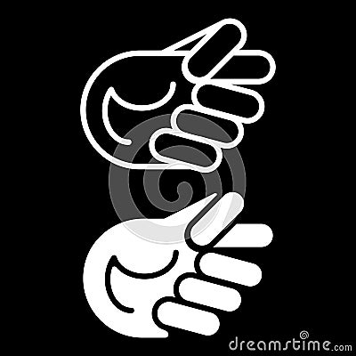 Gesture of contempt. Fig symbol isolated on black background. Vector Illustration