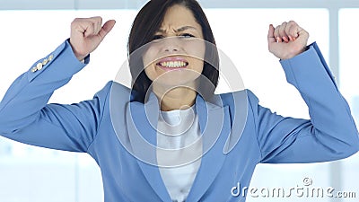 Gesture of Failure, Young Businesswoman Upset after Huge Loss Stock Photo