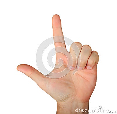 Gesture finger snapping or mean sign, lame or loser gesture with L fingers Stock Photo