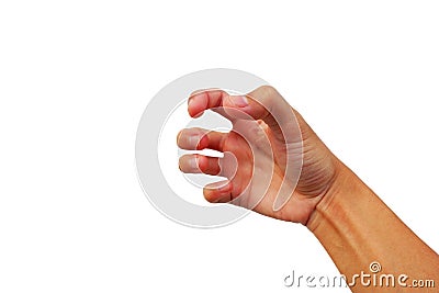 Gesture of hand has Tense on white background Stock Photo