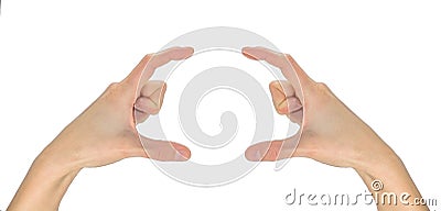 Gesture hands hold two fingers Stock Photo