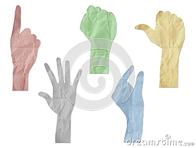 Gesture hands recycled paper craft stick Stock Photo