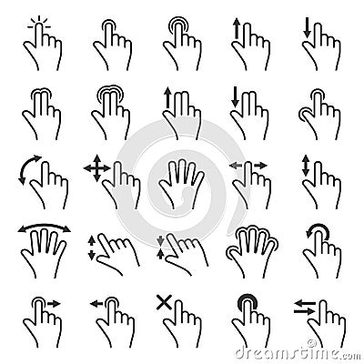 Gesture Icons Set for Mobile Touch Devices. Vector Vector Illustration