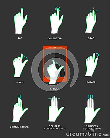 Gesture icons for touch devices Vector Illustration