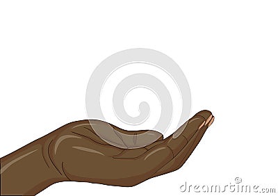 Gesture open palm. Black Hand gives or receives. Vector illustration on white background. Empty space for advertising Cartoon Illustration