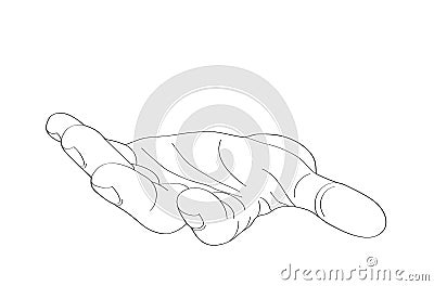 Gesture open palm. Black hand gives or receives. Vector Cartoon Illustration