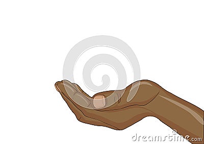 Gesture open palm. Black women Hand gives or receives. Vector Cartoon Illustration