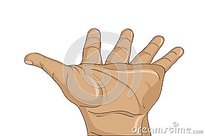 Gesture open palm. Hand gives or receives. Vector illustration Cartoon Illustration