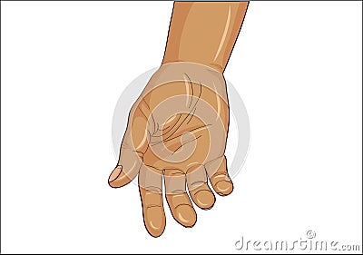 Gesture open palm. Hand gives or receives. Vector illustration on white background. Cartoon Illustration