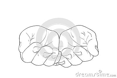 Gesture open palms. Hands gives or receives. Vector illustration Cartoon Illustration