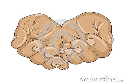 Gesture open palms. Hands gives or receives. Vector illustration Cartoon Illustration