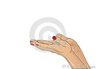 Gesture open palms. Two Hand gives or receives. Vector Cartoon Illustration