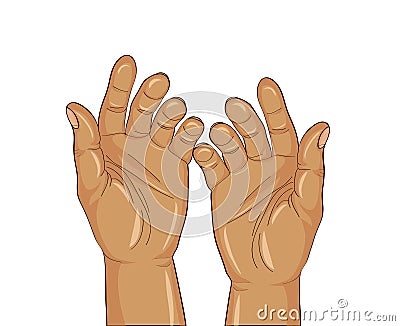 Gesture open palms. Two Hand gives or receives. Vector Cartoon Illustration