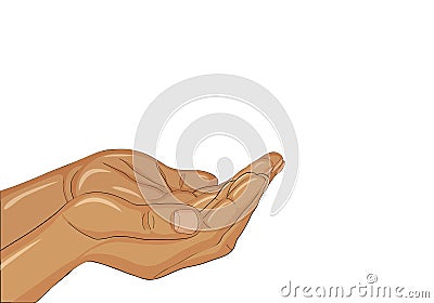 Gesture open palms. Two Hand gives or receives. Vector Cartoon Illustration