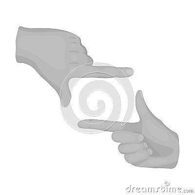 Gesture of the operator.Making movie single icon in monochrome style vector symbol stock illustration web. Vector Illustration