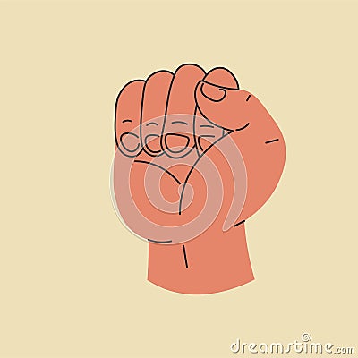 Clenched fist gesture symbol, rising up signs Vector Illustration