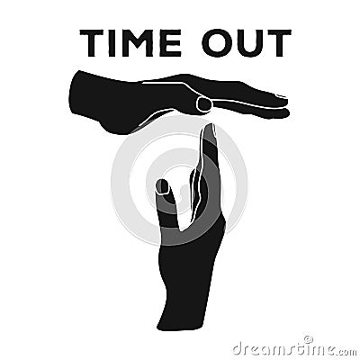 Gesture of a time out.Basketball single icon in black style vector symbol stock illustration web. Vector Illustration