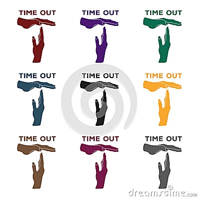 Gesture of a time out.Basketball single icon in black style vector symbol stock illustration web. Vector Illustration