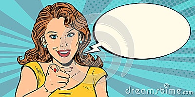 Gesture woman pointing finger at you Vector Illustration