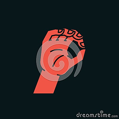 Gesture. Zero. A little bit sign. Stylized hand with index and thumb making circle. Icon. Vector. Vector Illustration