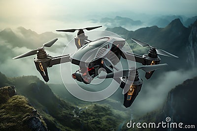 Gesturecontrolled drone camera capturing aerial Stock Photo