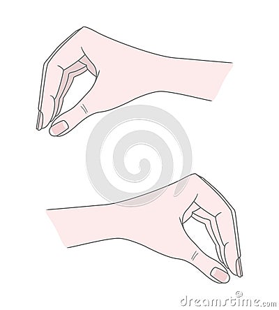 Gestures. Female hand with fingers folded with a pinch. Pinch, sprinkle. Vector illustration Vector Illustration