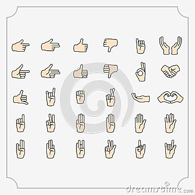 Gestures line icon set. Gesturing isolated sign pack. Gestures concept Stock Photo