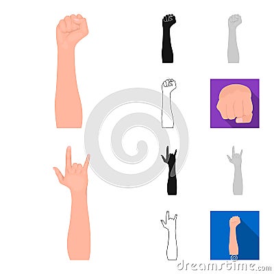 Gestures and their meaning cartoon,black,flat,monochrome,outline icons in set collection for design.Emotional part of Vector Illustration