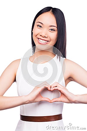 Gesturing finger heart. Stock Photo