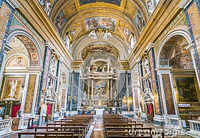Church of GesÃ¹ e Maria in Via del Corso, in Rome, Italy. Editorial Stock Photo