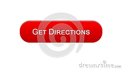 Get directions web interface button red color, travel application, site design Stock Photo