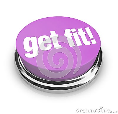 Get Fit - Purple Button Stock Photo