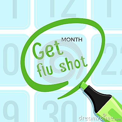 Get flu shot poster with headline title vector illustration Vector Illustration