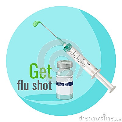 Get flu shot poster to remind people vector illustration Vector Illustration
