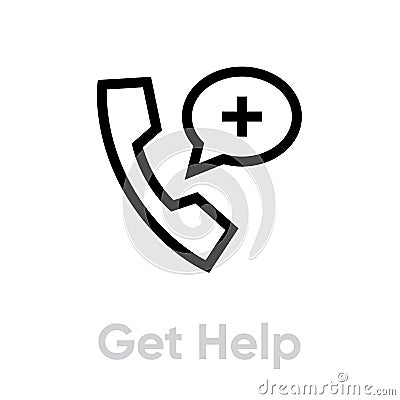 Get Help Protection measures icon. Editable line vector. Vector Illustration