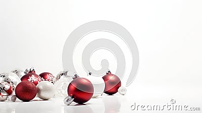 Creative Christmas Holiday Background: Elegant Ornaments on a Crisp White Background, Modern and Simplistic Design Stock Photo